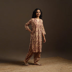Beige - natural dyed cotton vanaspati bagru co-ord set 04