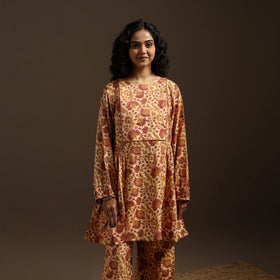 Beige - natural dyed cotton vanaspati bagru co-ord set 07