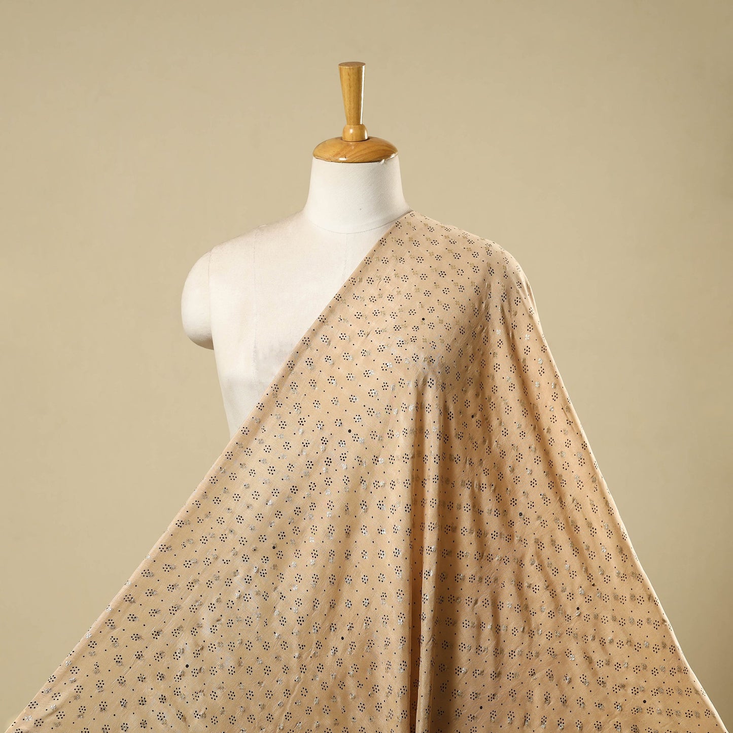 Natural dyed dola silk jacquard buti fabric 19 - handcrafted