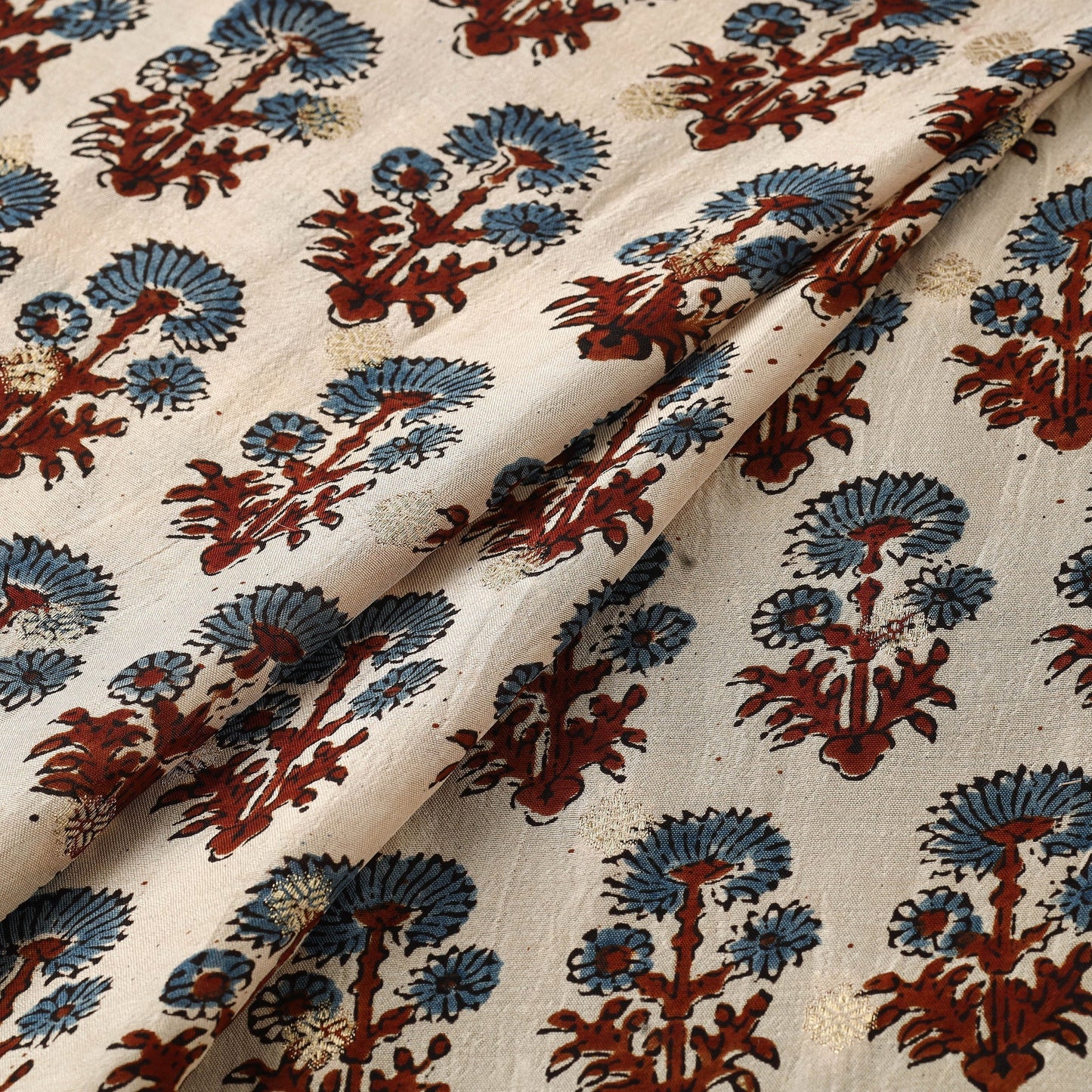 Natural dyed dola silk jacquard buti fabric 15 - handcrafted