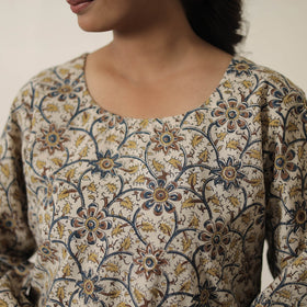 Buy Beige Block Printed Cotton Kalamkari Co-ord Set