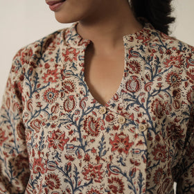 Buy Beige Block Printed Cotton Kalamkari Co-ord Set