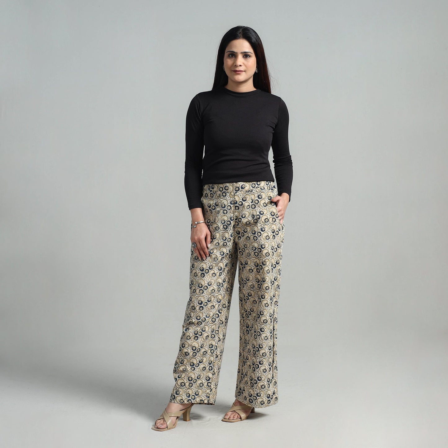  Block Printed Cotton Pedana Kalamkari Palazzo