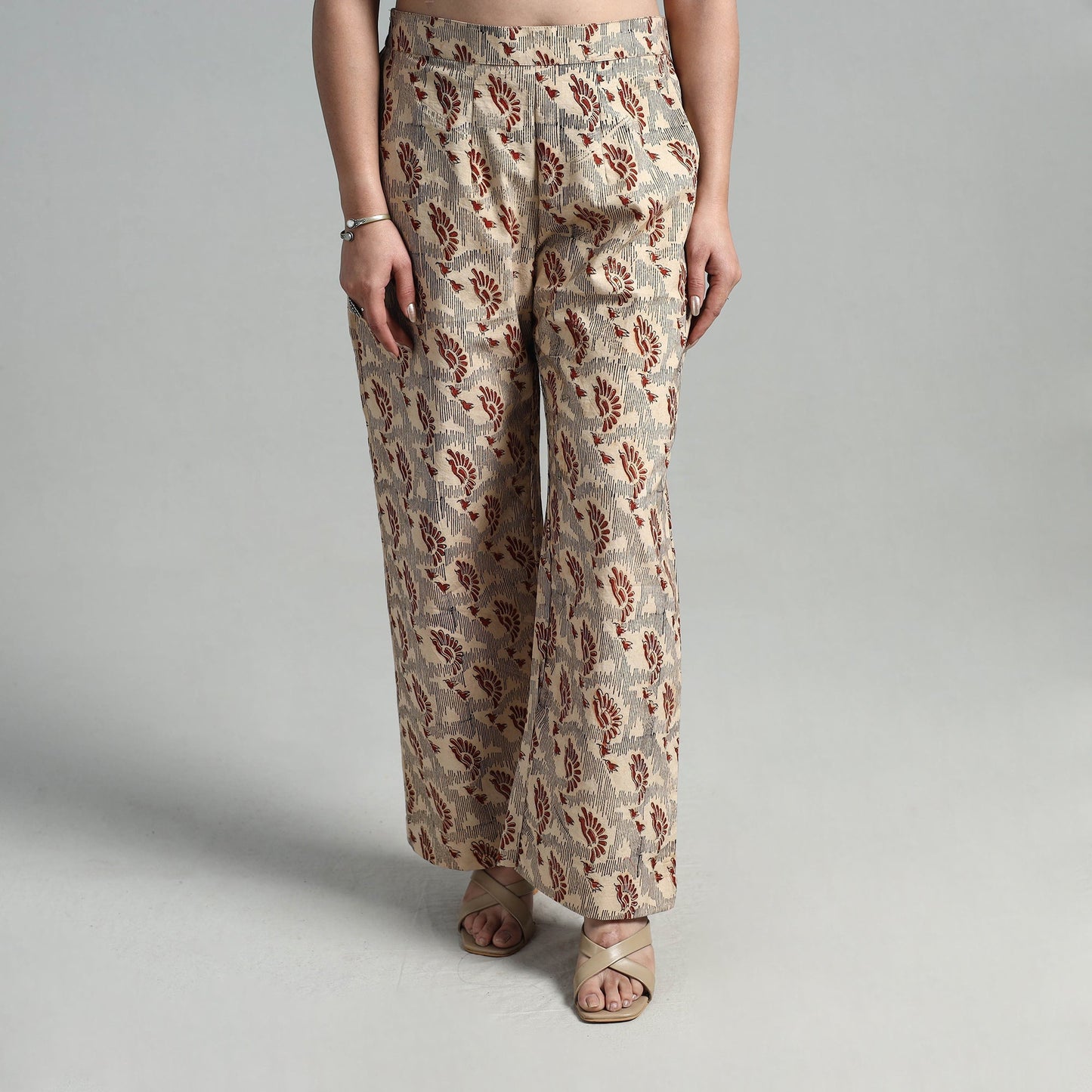 Buy Block Printed Cotton Pedana Kalamkari Palazzo