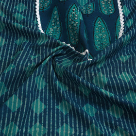 Buy Blue Hand Block Print Patchwork Cotton Kurta Material