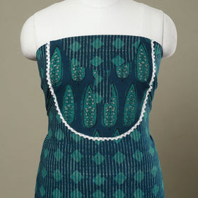 Buy Blue Hand Block Print Patchwork Cotton Kurta Material