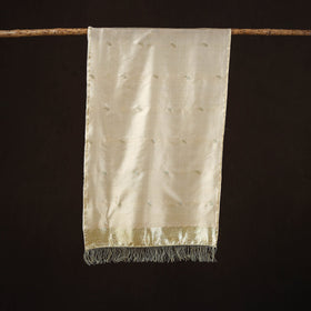 Beige - brocade handloom pure silk banarasi stole