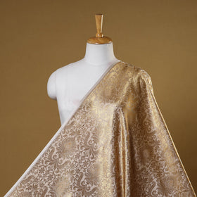 Beige - brocade silk banarasi fabric 11 - handcrafted