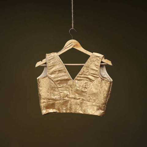 Beige - brocade silk banarasi stitched blouse 01