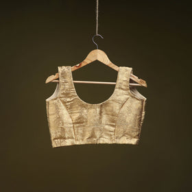Beige - brocade silk banarasi stitched blouse 02