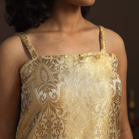 Beige - brocade silk straight banarasi kurta 09