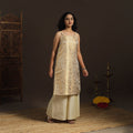 Beige - brocade silk straight banarasi kurta 09