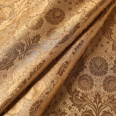 Beige - brocade silk banarasi fabric 04 - handcrafted