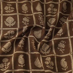 Brown Bagh Hand Block Print Natural Dyed Cotton Fabric