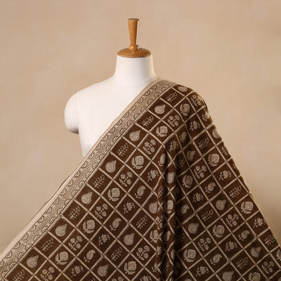 Brown Bagh Hand Block Print Natural Dyed Cotton Fabric