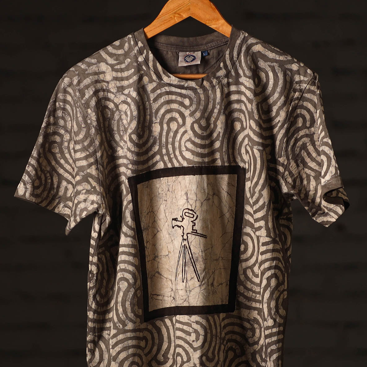 Buy Brown Bindaas Block Art Printed Cotton Round Neck T-shirt