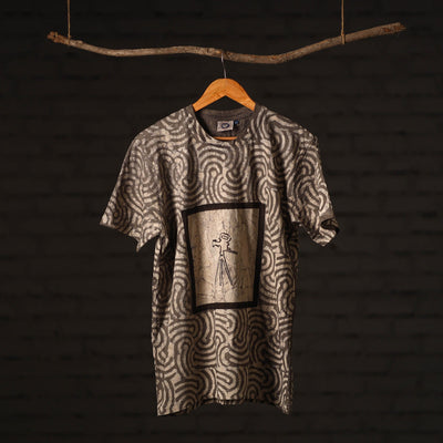 Buy Brown Bindaas Block Art Printed Cotton Round Neck T-shirt