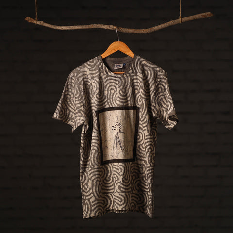 Buy Brown Bindaas Block Art Printed Cotton Round Neck T-shirt