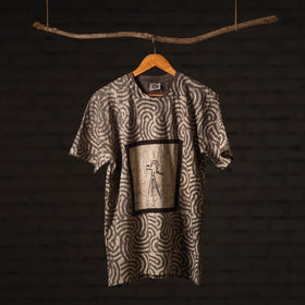 Buy Brown Bindaas Block Art Printed Cotton Round Neck T-shirt