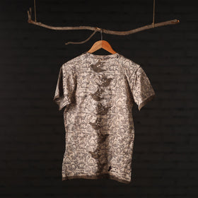  Brown Bindaas Natural Dyed Art Block Print Round Neck T-shirt