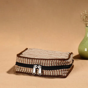 Brown Handmade Cotton Jewelry Organizer Bag for Travel