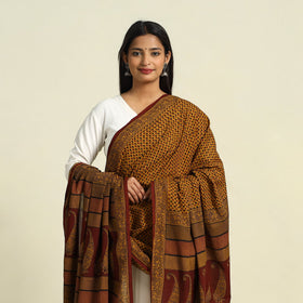  Brown Natural Dye Mul Cotton Bagh Print Dupatta