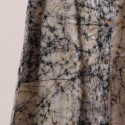 Beige - button down cotton batik dress 02 - handcrafted