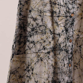 Beige - button down cotton batik dress 02 - handcrafted