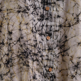 Beige - button down cotton batik dress 02 - handcrafted