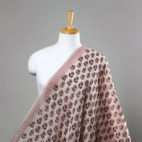 Buy Beige Chanderi Silk Bagh Print Fabric 