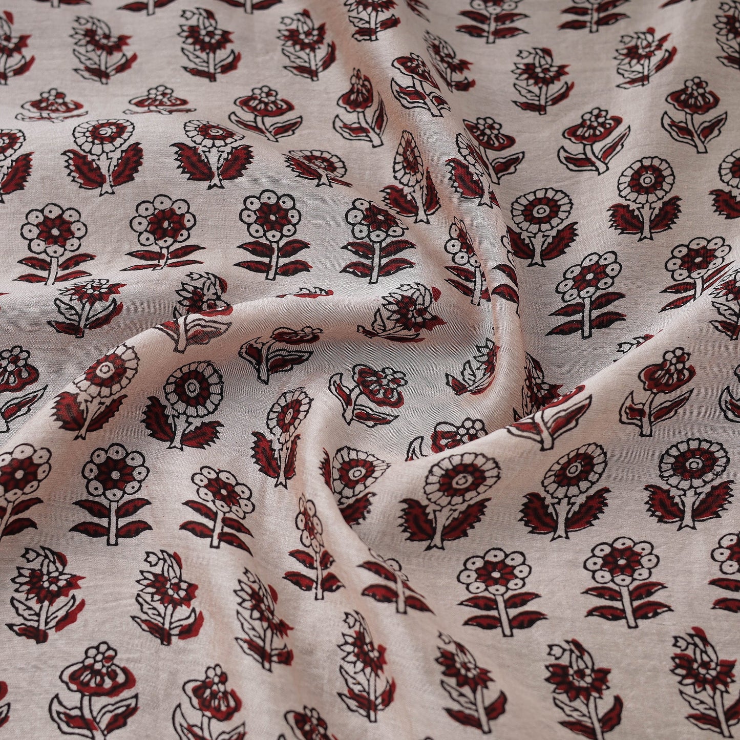 Buy Beige Chanderi Silk Bagh Print Fabric 