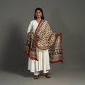 Buy Beige Block Print Chanderi Silk Bagru Dupatta