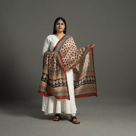 Beige - chanderi silk bagru dupatta 14 - handcrafted