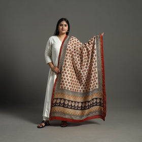 Beige - chanderi silk bagru dupatta 14 - handcrafted