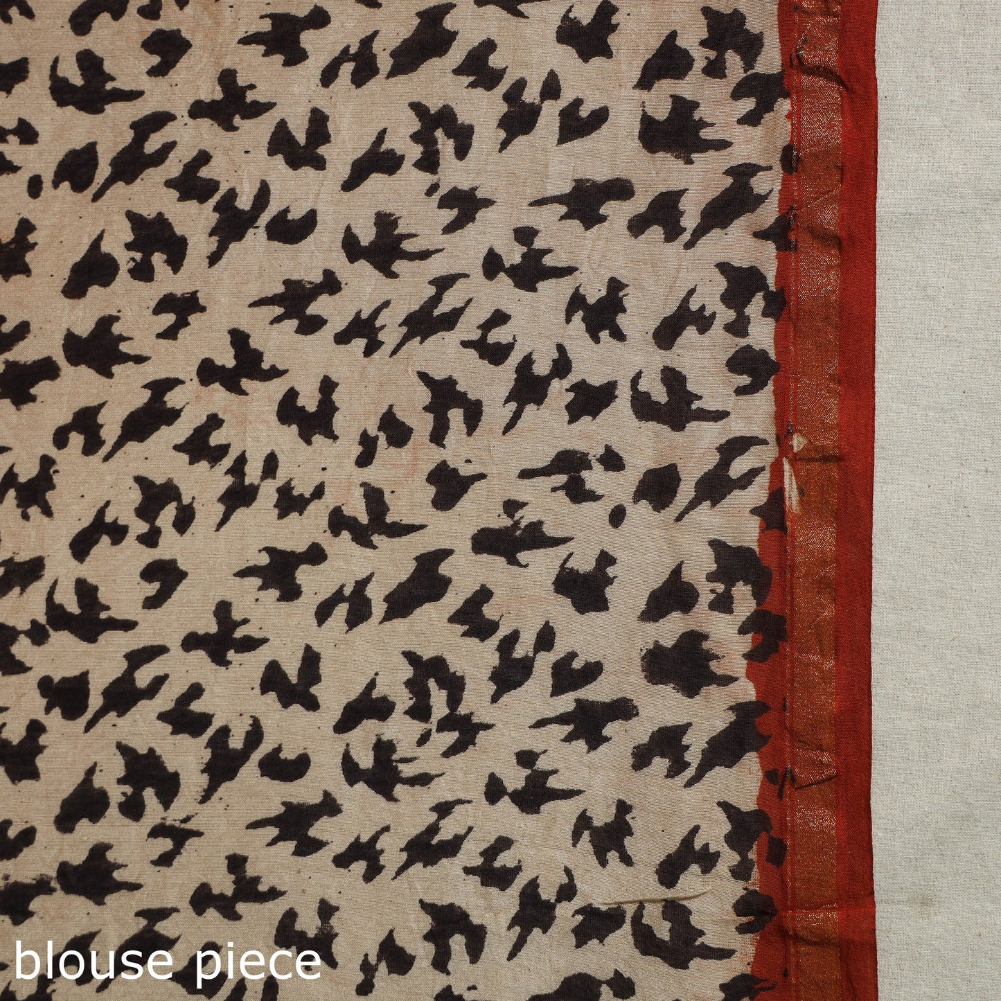 Block Print Chanderi Silk Bagru Saree with Zari Border