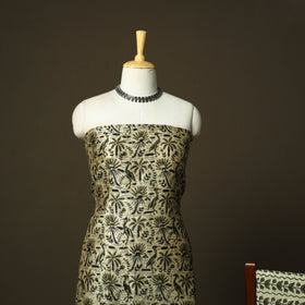 Chanderi silk hand block bagru print 3pc unstitched dress