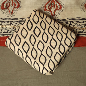 Chanderi silk hand block bagru print 3pc unstitched dress