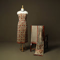 Chanderi silk hand block bagru print 3pc unstitched dress