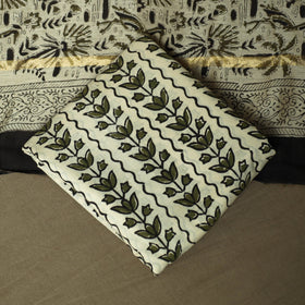 Chanderi silk hand block bagru print 3pc unstitched dress