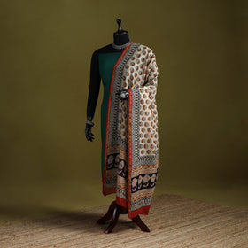 Beige - chanderi silk hand natural dyed bagru dupatta 11