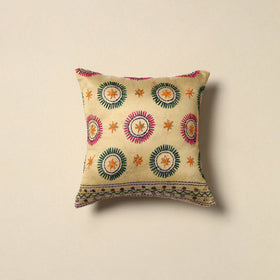 Chanderi silk hand embroidery cushion cover 14 - handcrafted