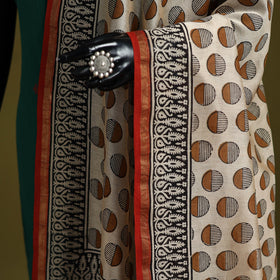 Beige - chanderi silk hand natural dyed bagru dupatta 11