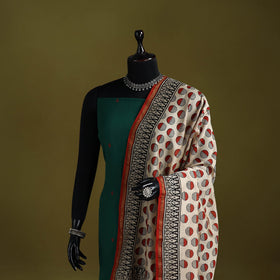 Beige - chanderi silk hand natural dyed bagru dupatta 14