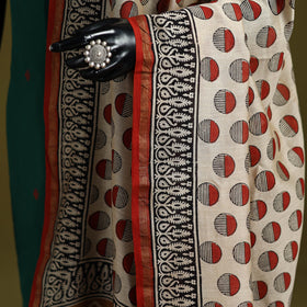 Beige - chanderi silk hand natural dyed bagru dupatta 14