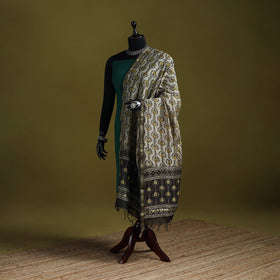 Beige - chanderi silk hand natural dyed dabu bagru dupatta