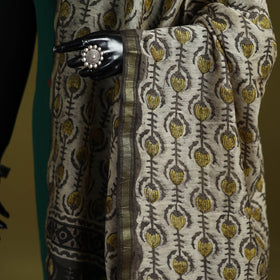 Beige - chanderi silk hand natural dyed dabu bagru dupatta