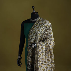 Beige - chanderi silk hand natural dyed dabu bagru dupatta