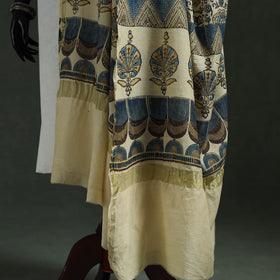Beige - chanderi silk kutch hand block print natural dyed