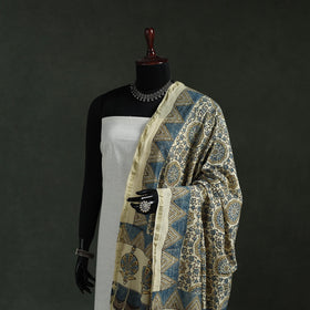 Beige - chanderi silk kutch hand block print natural dyed