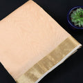 Beige  Chanderi Silk Nakshi Kinari Border Handloom Mercerized Precut Fabric 
